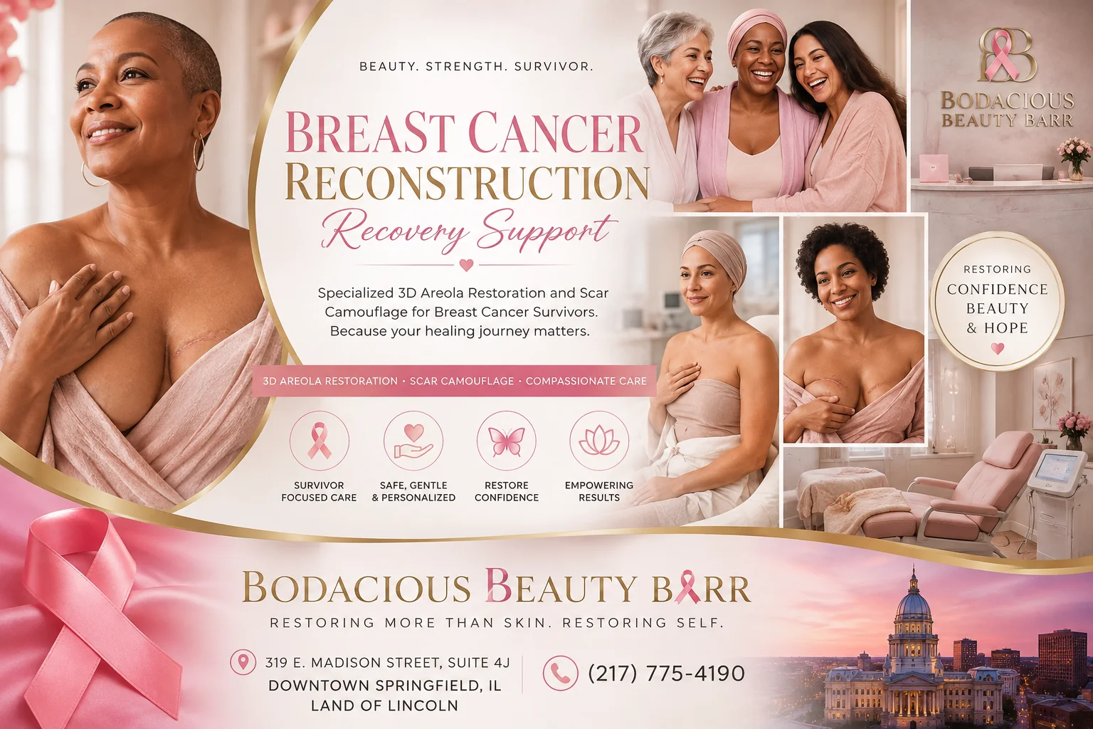 Bodacious Beauty Barr breast cancer reconstruction recovery support and 3D areola restoration