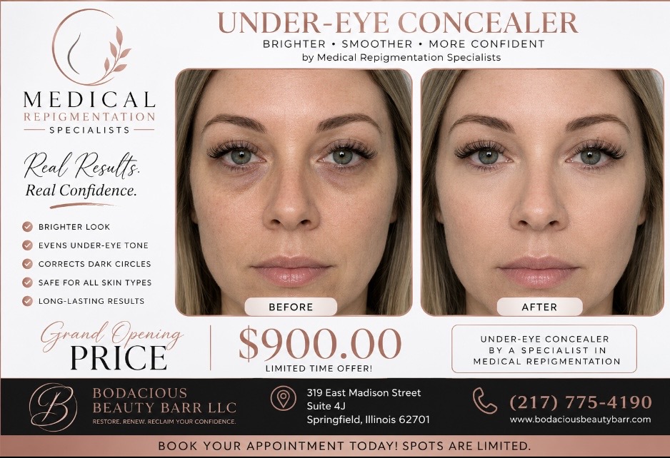 Under-eye concealer service before-and-after example